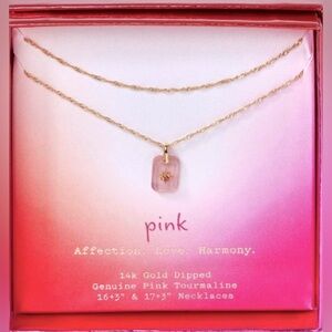 Genuine Tourmaline 14kd pink love harmony set necklaces gift gem charm new box